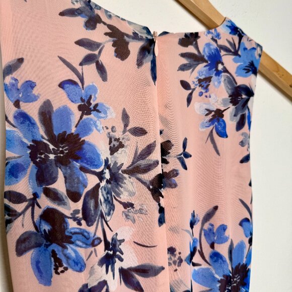 ELIZA J | Pink High-Low Dress with Blue Floral - Small - Picture 6 of 7